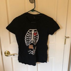 Anvil Halloween skeleton maternity T-shirt size M
